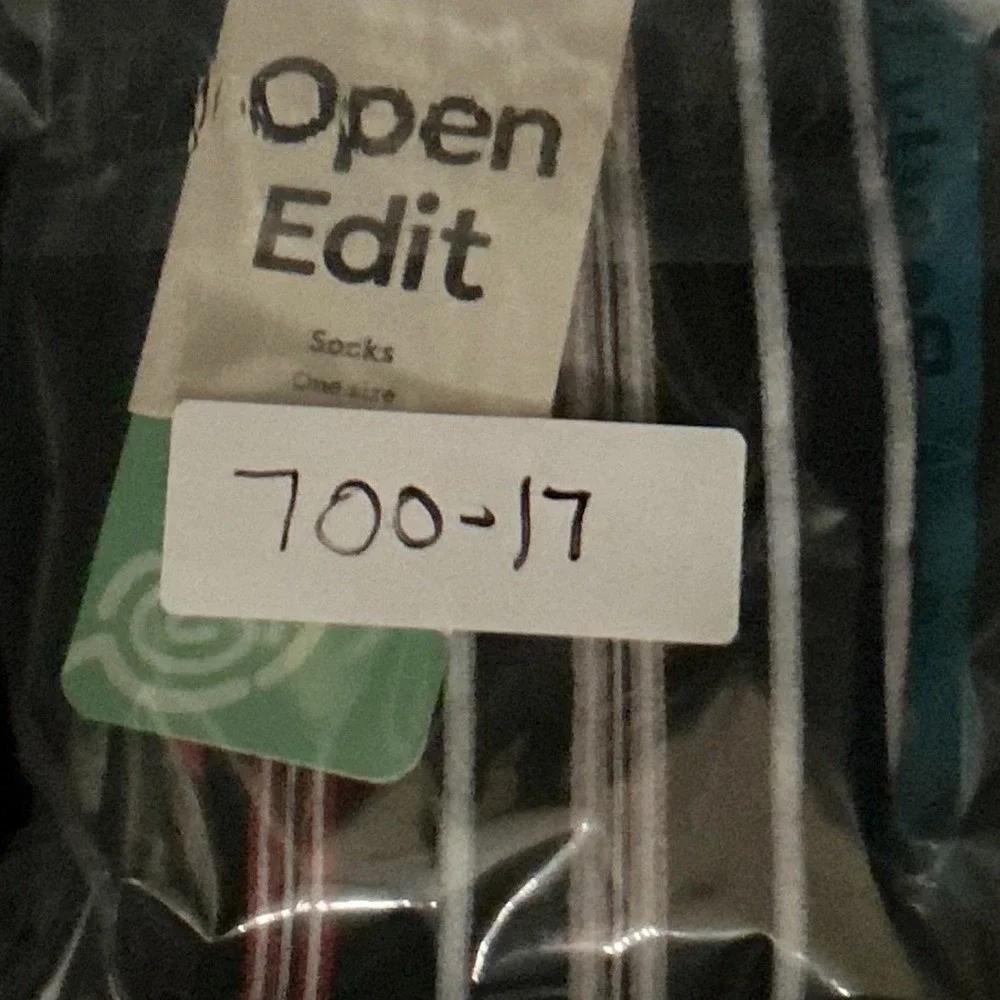 Open Edit Crew Socks Black‎ Red White Striped One Size NWT Casual Dress Socks